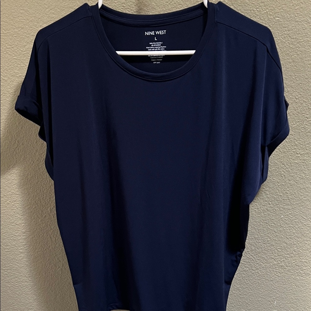 Nine West Dark Blue Short Sleeve Top